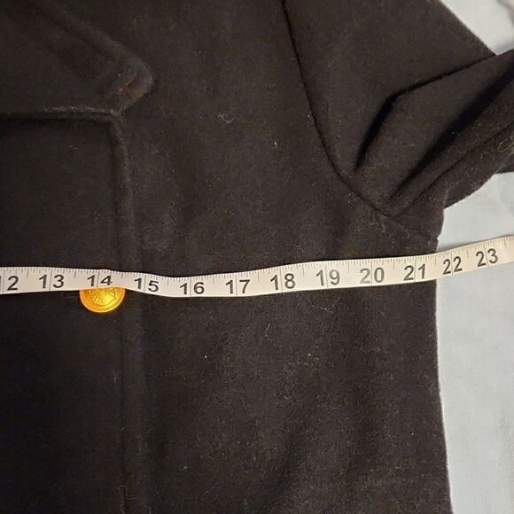 NWT- Rebecca Minkoff- Black Officers Coat Double Breasted Classic Peacoat, Sz L - Picture 9 of 12